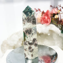 Load image into Gallery viewer, Green Flower Jasper Crystal Point Tower Stone 85mm 6
