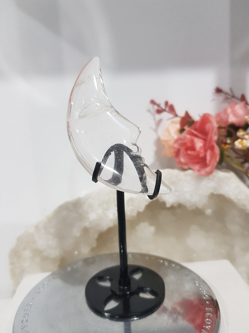 Moon Quartz Crystal Carving on Stand Stone 120mm 3