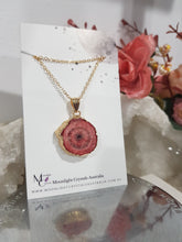 Load image into Gallery viewer, Pink Agate Geode (Dyed) Crystal Electroplated on Gold Plated Chain Pendant Necklace 20mm P240
