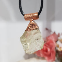 Load image into Gallery viewer, Citrine raw crystal copper Electroformed pendant on black cord 35mm P160
