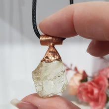 Load image into Gallery viewer, Citrine raw crystal copper Electroformed pendant on black cord 35mm P160
