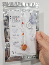 Load image into Gallery viewer, SENSUALITY / LOVE / SPIRITUALITY - Carnelian Heart Silver Wired Stone Crystal Energy Enhancer© / Hanger / Sun Catcher 165mm EE20
