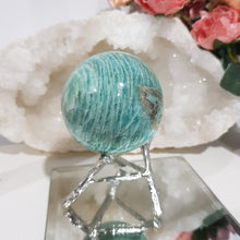 Load image into Gallery viewer, Amazonite-Sphere-Crystal-Carving-on-Stand-Stone-Moonlight-Crystals-Australia
