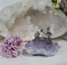 Load image into Gallery viewer, Beautiful Amethyst Cluster Crystal with Miner and Pyrite Clusters Stones.
