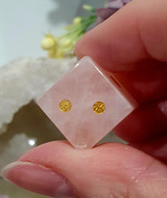 Load image into Gallery viewer, Beautiful Die Dice Rose Quartz Crystal Carving. Promotes Love and harmony. Lovely Quality
