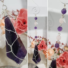 Load image into Gallery viewer, INTUITION / LOVE / TRUST Amethyst Crystal Sceptor Point Silver Wired Energy Enhancer / Sun Catcher / Hanger / Ornament 8
