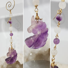 Load image into Gallery viewer, CLARITY / CONCENTRATION / DECISION MAKING - Fluorite Crystal Unicorn Gold Wired Energy Enhancer / Hanger / Sun Catcher 175mm EE38
