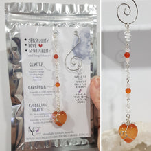 Load image into Gallery viewer, SENSUALITY / LOVE / SPIRITUALITY - Carnelian Heart Silver Wired Stone Crystal Energy Enhancer© / Hanger / Sun Catcher 165mm EE20
