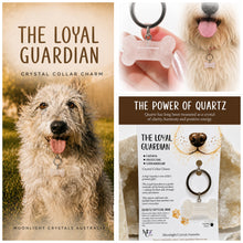 Load image into Gallery viewer, "THE LOYAL GUARDIAN" Crystal Collar Charm Dog Tag Key ring Quartz Bone Crystal Carving - 35mm | Faithful, Protective, Companionship
