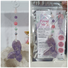 Load image into Gallery viewer, "MERMAID TALES" Lavender Jade Mermaid Tail silver Crystal Energy Enhancer© Hanger Ornament Suncatcher.
Inspires Enchantment, Freedom and Balance. 
Gorgeous Lavender Jade Mermaid Tail Crystal Carving beaded with Amethyst, Rose Quartz, Rhodochrosite, Amazonite, Rainbow Hematite and Quartz. Wire wrapped in silver


