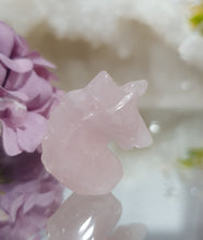 Load image into Gallery viewer, MINI Unicorn Rose Quartz Crystal Carving Stone

INSPIRES UNCONDITIONAL LOVE AND HARMONY

Gorgeous cute MINI Unicorn Rose Quartz Crystal Carving. 
