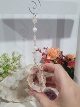Load image into Gallery viewer, Grace and Connection - Pink Amethyst geode Crystal Energy enhancer suncatcher hanger. Inspires divine connection
