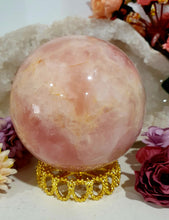 Load image into Gallery viewer, Lovely polished Quartz Diamond Crystal Carving on Rose Gold stand. Quartz Stone. This has been discounted due to a crack in diamond.
