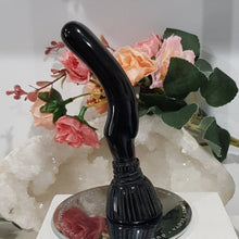 Load image into Gallery viewer, Broom black Obsidian crystal Carving LARGE witch broom 130mm HALLOWEEN
