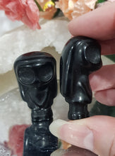 Load image into Gallery viewer, Skeleton Girl Black Obsidian Crystal Carving Gemstone 40mm HALLOWEEN Tim Burton Style
