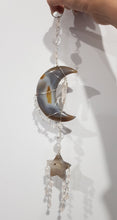 Load image into Gallery viewer, Druzy Agate Crystal Moon &amp; star silver wired Energy Enhancer wall hanger Sun Catcher Ornament 8
