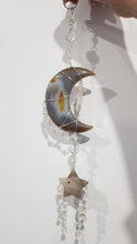 Load image into Gallery viewer, Druzy Agate Crystal Moon &amp; star silver wired Energy Enhancer wall hanger Sun Catcher Ornament 8
