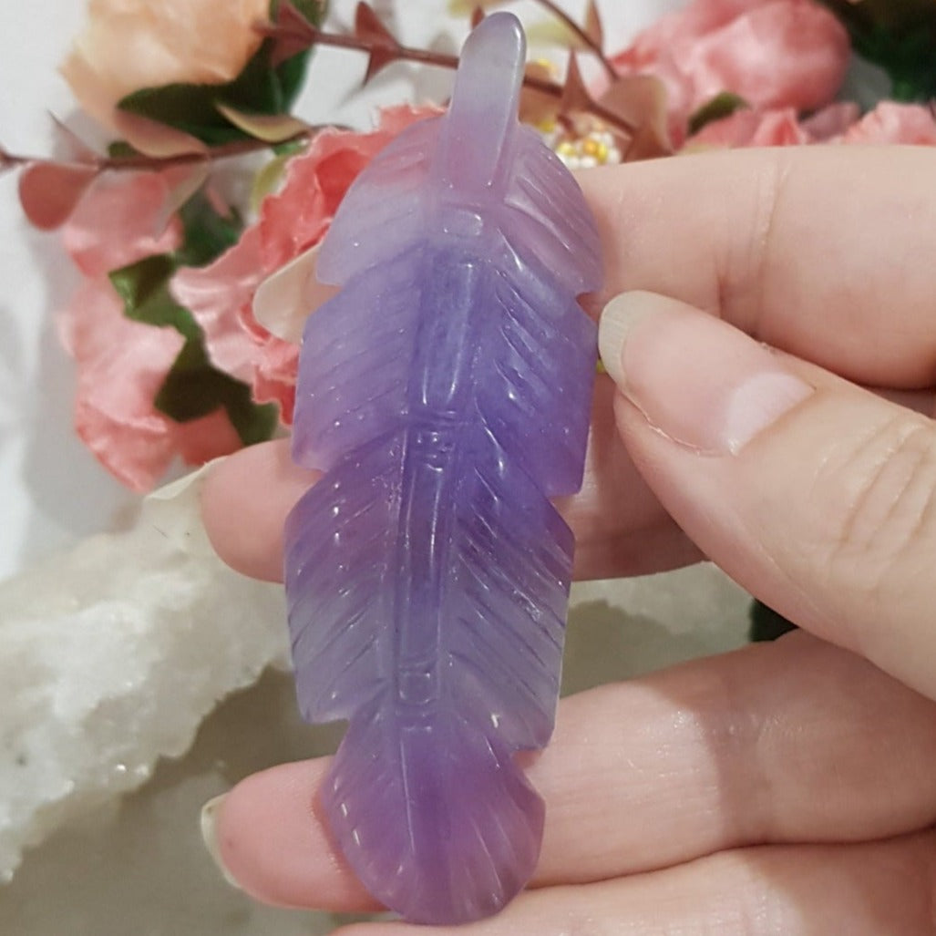 Feather Fluorite crystal carving gemstone stone 80mm 1