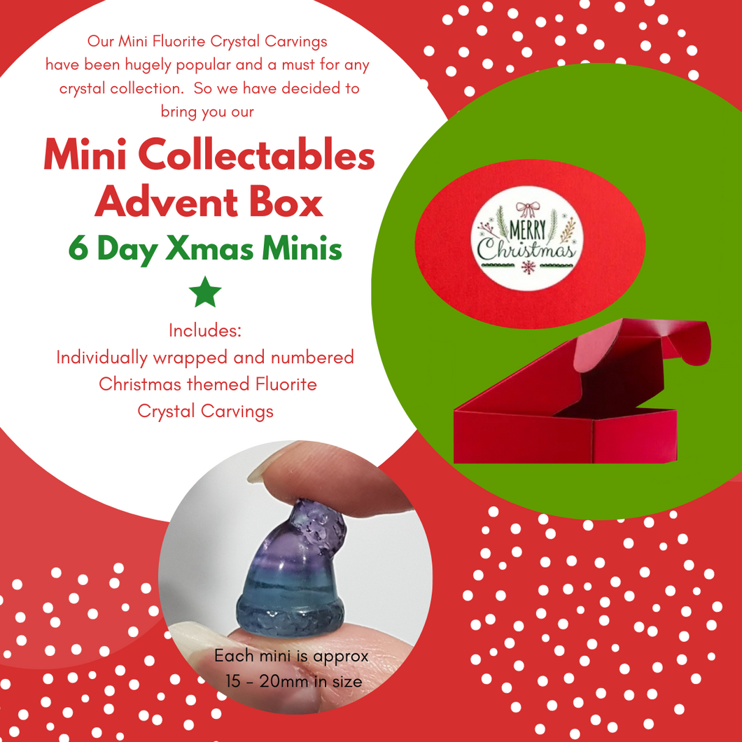 ADVENT CALENDAR 6 DAY mini fluorite CHRISTMAS Crystal Carvings XMAS MINIS ONLY