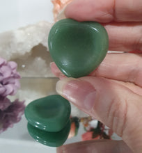 Load image into Gallery viewer, Gorgeous Aventurine Heart Worry Stone Crystal Carving Stone. Promotes stability &amp; Creativity. Place in your pocket or bag to relieve stress and anxiety. 
