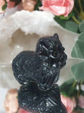 Load image into Gallery viewer, Beautiful Cute Black Obsidian Highland Cow Crystal Carving Stone. 
