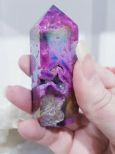 Load image into Gallery viewer, Pink-Titanium-Aura-Sphalerite-crystal-tower
