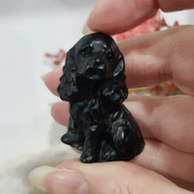 Load image into Gallery viewer, dog-spaniel-black-obsidian-animal-crystal-carving
