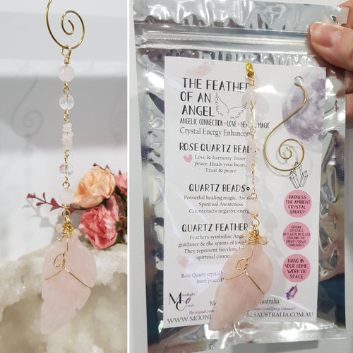 Feather-of-an-Angel-Rose-Quartz-Crystal-Energy-Enhancer-Hanger-Ornament-Sun-catcher-Moonlight-Crystals-Australia-Quality-Crystals-at-Affordable-Prices-Suncatchers-Australia-Handcrafted-Sun-Catchers