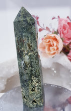 Load image into Gallery viewer, green-moss-agate-crystal-tower-point
