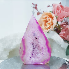 Load image into Gallery viewer, pink-agate-crystal-flame-stone-dyed-tower-lovely

