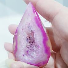 Load image into Gallery viewer, pink-agate-crystal-flame-stone-dyed-tower-lovely
