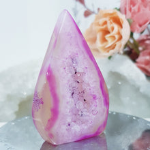 Load image into Gallery viewer, pink-agate-crystal-flame-stone-dyed-tower-lovely
