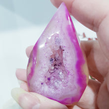 Load image into Gallery viewer, pink-agate-crystal-flame-stone-dyed-tower-lovely

