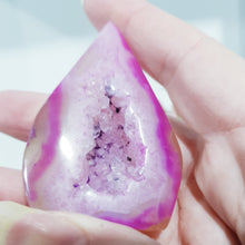 Load image into Gallery viewer, pink-agate-crystal-flame-stone-dyed-tower-lovely
