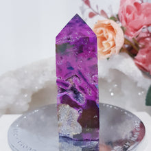 Load image into Gallery viewer, Pink-Titanium-Aura-Sphalerite-crystal-tower
