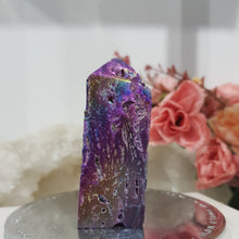 Load image into Gallery viewer, purple-titanium-aura-sphalerite-tower

