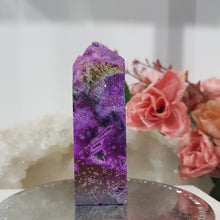 Load image into Gallery viewer, purple-titanium-aura-sphalerite-tower
