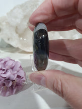 Load image into Gallery viewer, Black Agate Heart Crystal Carving on Stand. Inspires Courage and Good Fortune 
