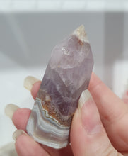 Load image into Gallery viewer, Amethyst Agate Tower Crystal Stone. This one is so prety. Just has a broken tip.  


