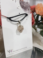 Load image into Gallery viewer, Herkimer Diamond crystal pendant with black cord P200
