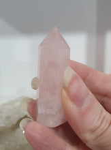 Load image into Gallery viewer, Rose Quartz Crystal Tower Point Stone

INSPIRES UNCONDITIONAL LOVE

Lovely Rose Quartz crystal point tower. 

