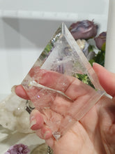 Load image into Gallery viewer, Diamond Crystal Carving Quartz Stone on Silver Stand 180mm | Inspires Power, Purity and Spirituality has amazing RAINBOWS
