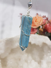 Load image into Gallery viewer, WAND OF PSYCHIC ACTIVATION - SPIRITUALITY | ACTIVATION |WISDOM - Apatite Tower Point Stone Silver Crystal Energy Enhancer© | Hanger | Ornament | Sun catcher 200mm
