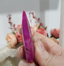 Load image into Gallery viewer, Pink Agate (Dyed) Flame Crystal Carving Stone 65mm 7
