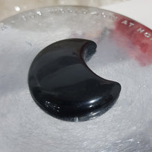 Load image into Gallery viewer, Moon Crescent Black Obsidian Crystal Carving 30mm 5 GOLDEN SHEEN
