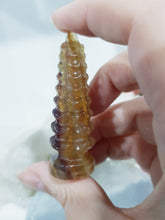 Load image into Gallery viewer, Temple Fluorite Crystal Carving Stone Point 60mm 12
