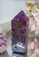Load image into Gallery viewer, Titanium Aura Sphalerite Tower Point Stone 70mm

Inspires Spiritual Development and Uplifts 

Lovely Titanium Aura Sphalerite crystal point tower. 



