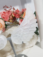 Load image into Gallery viewer, Angel Wings on Stand Selenite Crystal Carving Stone 180mm 1 GORGEOUS
