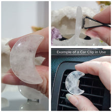 Load image into Gallery viewer, Moon Car Clip Quartz Stone Crystal Carving Stone

Inspires Powerful Magic &amp; Spirituality

Lovely Moon Quartz Crystal Car Clip.  Decorative Clip for Car Vent. 

Intuitively ( randomly) Chosen


