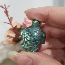 Load image into Gallery viewer, turtle labradorite crystal carving
